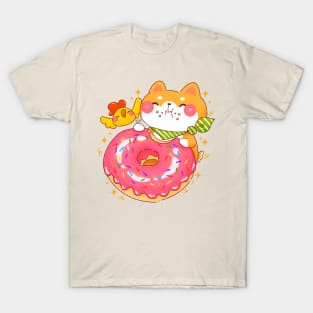 Shiba Inu Eating Giant Donut T-Shirt